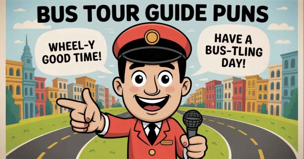 Bus Tour Guide Puns Rolling with Laughter